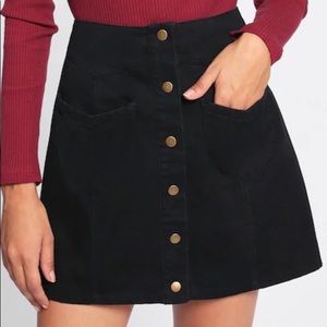 Black Jean Skirt With buttons down the front